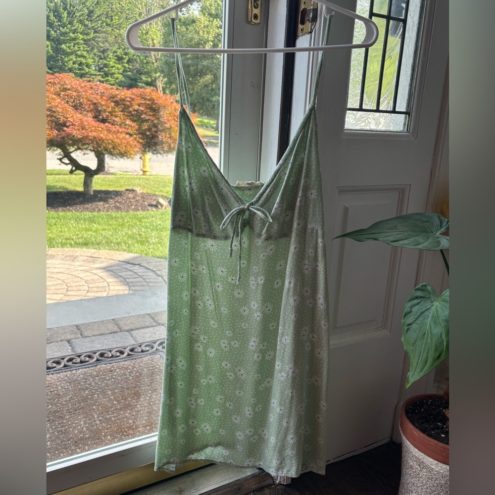 Mint green with daisys short sundress, size medium from PacSun